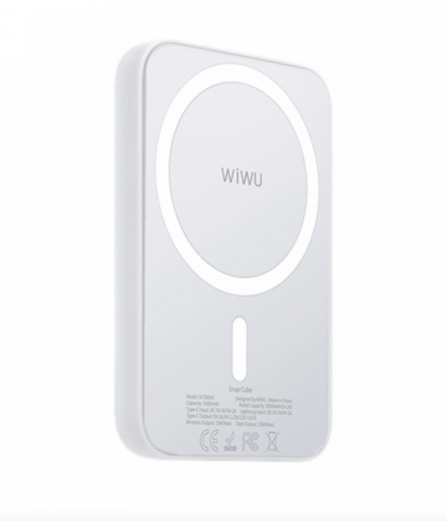 Внешний аккумулятор MagSafe Battery Pack WiWU Snap Cube для iPhone 12/13/14 (SC5000A) белый