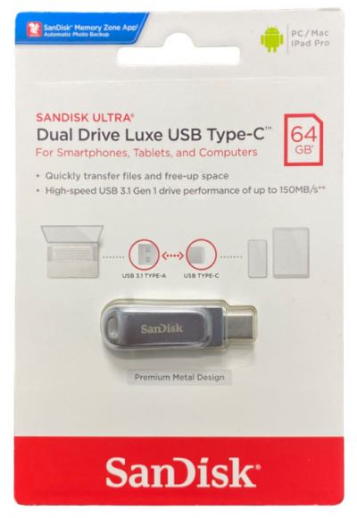 3.1 USB флеш накопитель SanDisk 64GB Ultra Dual Drive Type-c (SDDDC4-064G-G46) серебро
