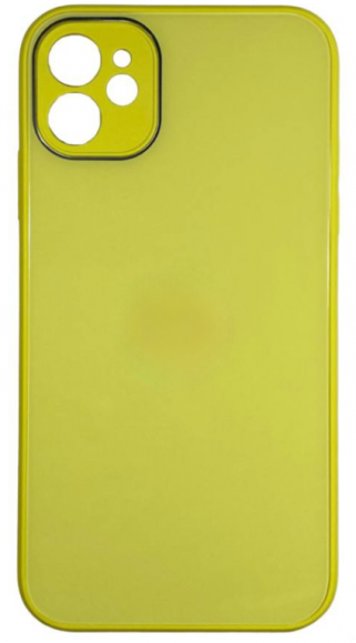 Чехол-накладка для iPhone 11 силикон (стеклянная крышка) желтая