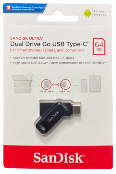 3.1 USB флеш накопитель SanDisk 64GB Ultra Dual Drive Type-c (SDDDC4-064G-G46) черный