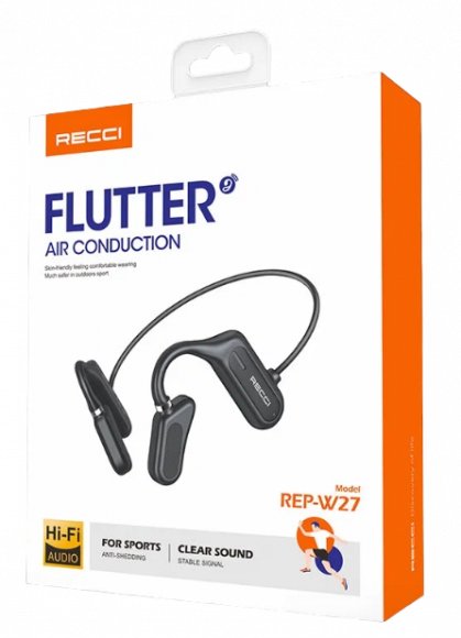 Bluetooth-гарнитура Recci Flutter REP-W27 BT5.0/110mAh/10ч черная