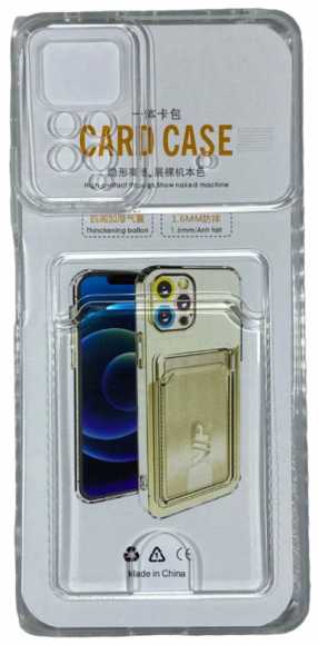 Чехол-накладка силикон с карманом под карту Xiaomi Redmi Note 11 Pro прозрачный
