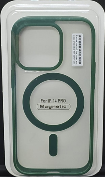 Накладка для iPhone 14 Pro 6.1" Magsafe силикон прозрачный бока зеленая