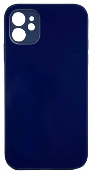 Чехол-накладка для iPhone 11 силикон (стеклянная крышка) синяя