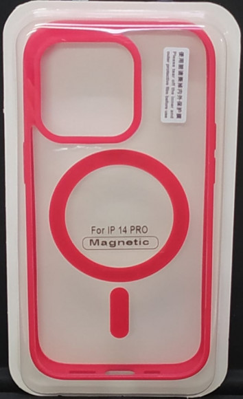 Накладка для iPhone 14 Pro 6.1" Magsafe силикон прозрачный бока красная