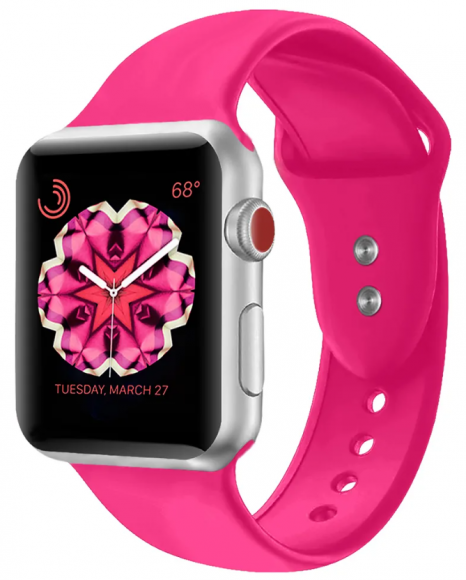 Сменный браслет силиконовая для Apple Watch 42mm ярко-розовый