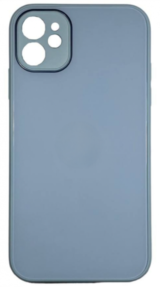 Чехол-накладка для iPhone 11 силикон (стеклянная крышка) светло-серая