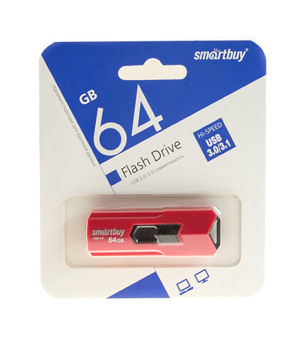 3.0 USB флеш накопитель Smartbuy 64GB Stream Red (SB64GBST-R3)