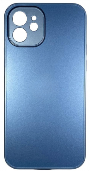 Чехол-накладка для iPhone 11 силикон (стеклянная крышка) голубая