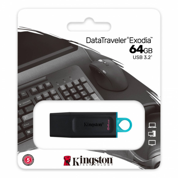 3.0/3.2 USB флеш накопитель Kingston 64GB (DTX/64GB) черный