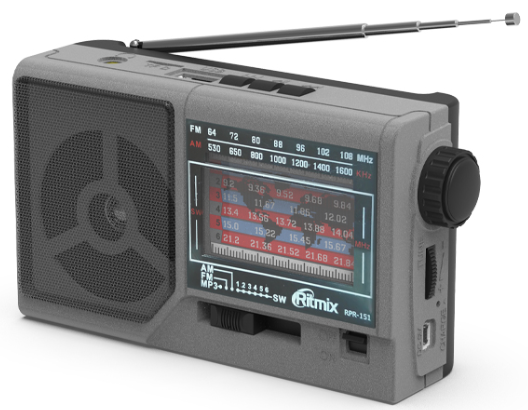 Портативный радиоприемник Ritmix RPR-151 серый