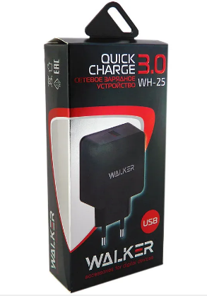 Сетевое зар. устр. Walker WH-25 1USB 2.1A быстрый заряд QC 3.0 черное