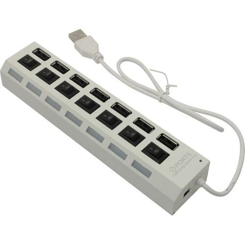 USB-HUB с выключателями, 7 портов, СуперЭконом, белый, SBHA-7207-W