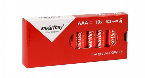 Батарейка алкалиновая Smartbuy LR03/10B box (10/800)  (SBBA-3A10BX)