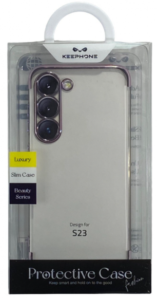 Накладка для Samsung Galaxy S23 Keephone Beauty series силикон прозрачный (розовая рамка)