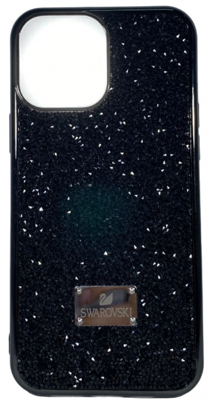 Накладка для iPhone 13 Pro Max 6.7" Swarovski силикон (с блестками) черный