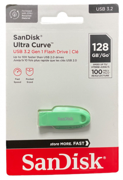 3.2 USB флеш накопитель SanDisk 128GB SDCZ550-128G-G46G Ultra Curve зелёный