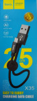 Usb Кабель-зарядка Micro Hoco X35 Premium 2.4A 25см в нейлоновой оплетке черный