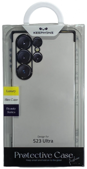 Накладка для Samsung Galaxy S23 Ultra Keephone Beauty series силикон прозрачный (черная рамка)