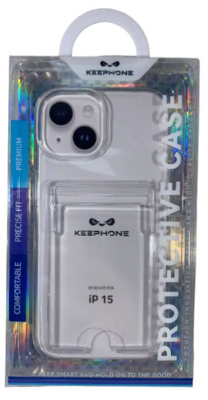 Накладка для iPhone 15 Keephone Shield с карманом для карты прозрачный