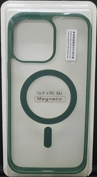 Накладка для iPhone 14 Pro Max 6.7" Magsafe силикон прозрачный бока зеленая
