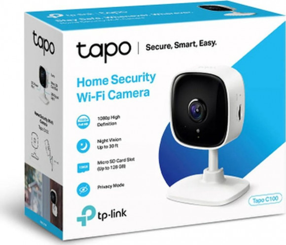 IP-камера TP-Link Tapo C100 1920x1080/Wi-Fi 802.11/MicroSD/Ночная съемка/Датчик движения белая