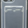 Чехол-накладка силикон тонкий с карманом под карту iPhone 12 Pro Max 6.7" прозрачная