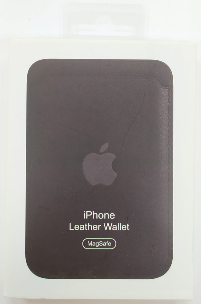 Кожаный чехол-бумажник для карт и визиток с анимацией MagSafe Leather Wallet для iPhone черный