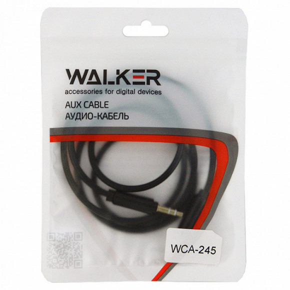 Аудиокабель AUX 3,5mm Walker WCA245 круглый черный