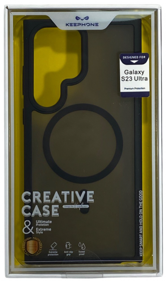 Накладка для Samsung Galaxy S23 Ultra Keephone Magsafe series силикон прозрачный темный