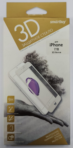 Защитное стекло для iPhone 7/8 Smartbuy олеофобное белое