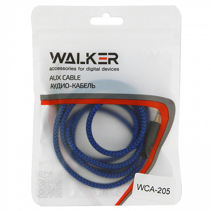 Аудиокабель AUX 3,5mm Walker WCA205 круглый полиуретановая обмотка синий