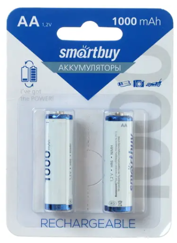 Аккумулятор NiMh Smartbuy AA/2BL 1000 mAh (24/240) (SBBR-2A02BL1000)