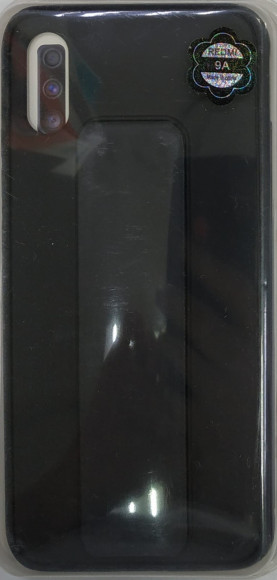 Накладка для Xiaomi Redmi 9A  кожаная с держателем для руки чёрный