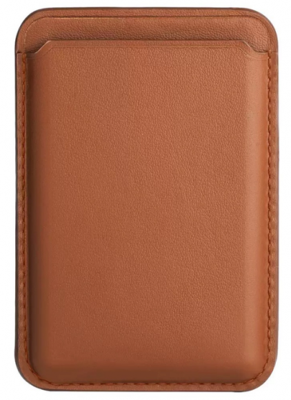 Кожаный чехол-бумажник для карт и визиток с анимацией MagSafe Leather Wallet для iPhone коричневый