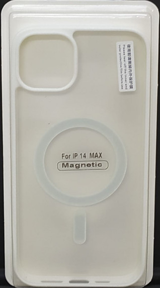 Накладка для iPhone 14 Max 6.7" Magsafe силикон прозрачный бока белая