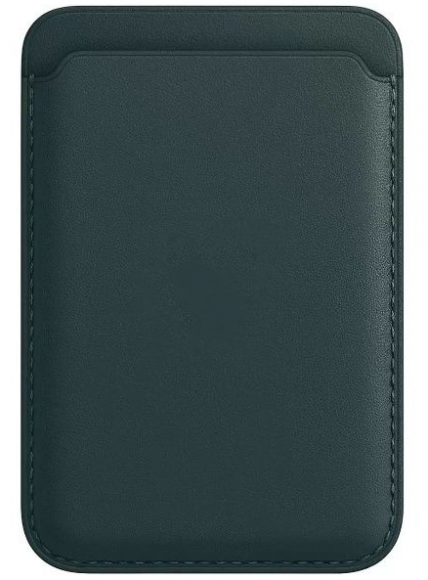 Кожаный чехол-бумажник для карт и визиток с анимацией MagSafe Leather Wallet для iPhone зеленый