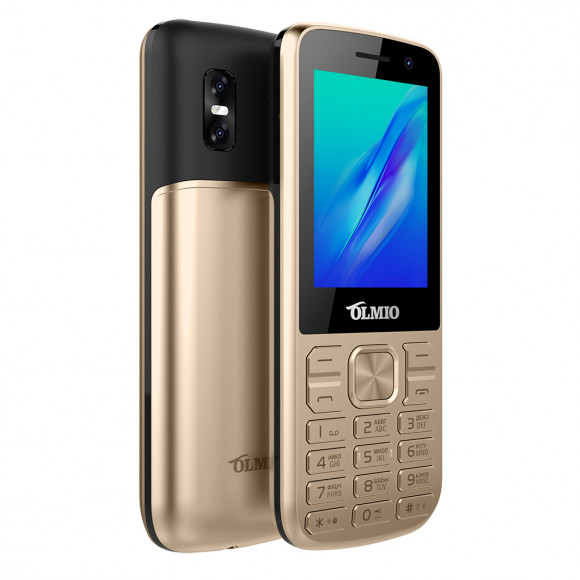 Мобильный телефон Olmio M22 2,4"/1000 mAh/камера 0,3мп/фонарик//MicroSD золотой