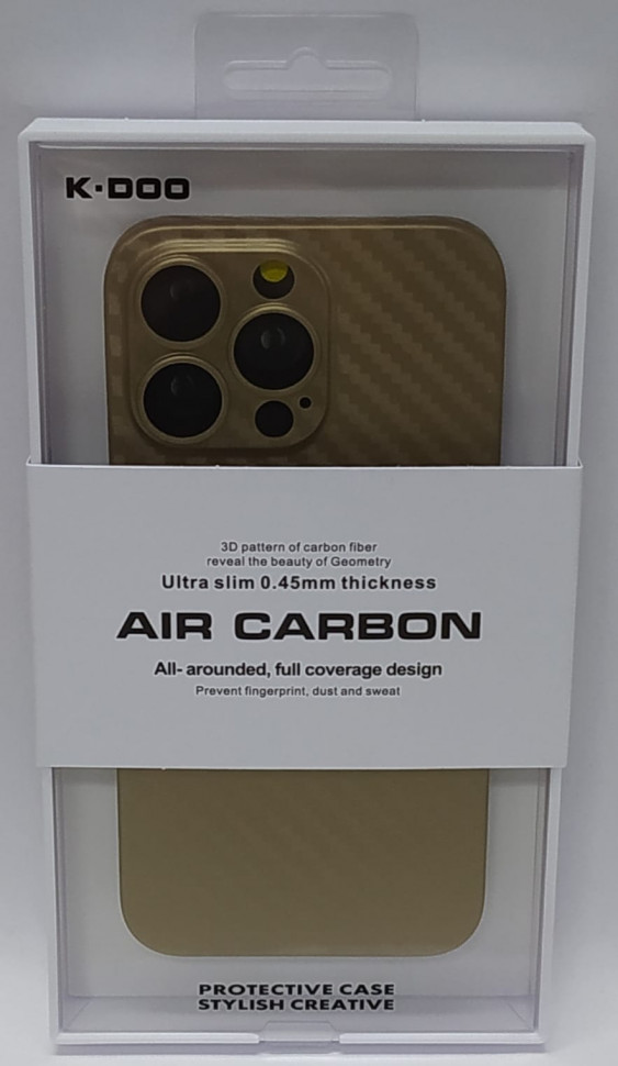 Накладка для iPhone 13 Pro 6.1" K-Doo Air Carbon пластик золотая