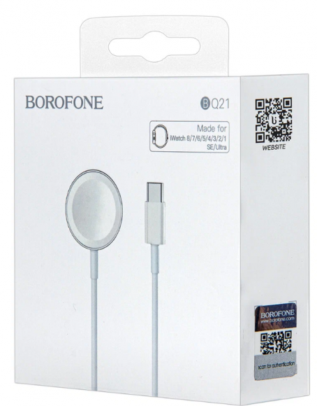 Беспроводное зарядное устройство Borofone BQ21 для Apple Watch 6/7/8/SE белое