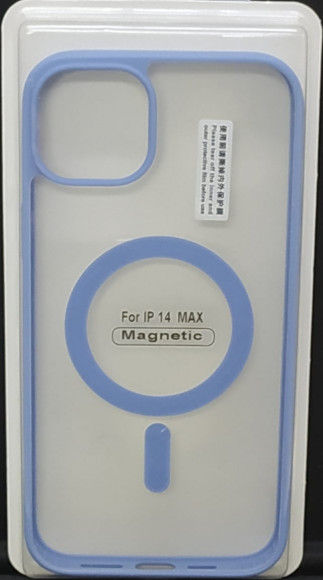 Чехол для iPhone 14 Max 6.7" Magsafe силикон прозрачный бока лиловая