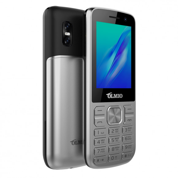 Мобильный телефон Olmio M22 2,4"/1000 mAh/камера 0,3мп/фонарик//MicroSD серебристый