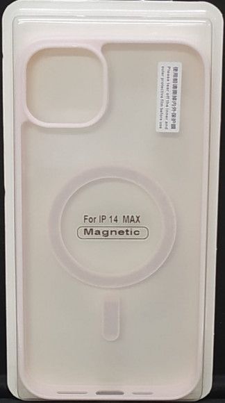 Чехол для iPhone 14 Max 6.7" Magsafe силикон прозрачный бока розовая