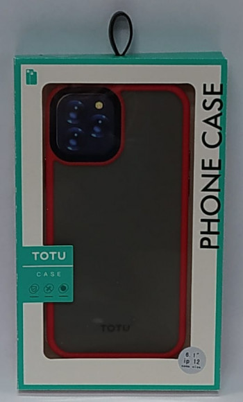 Накладка для iPhone 12/12 Pro 6.1" TOTU Gingle под кожу серая-красная