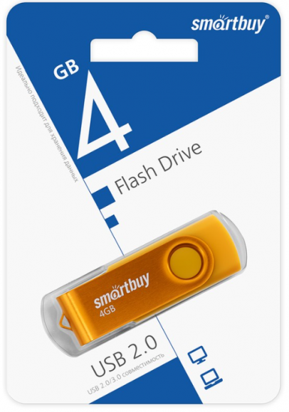 USB флеш накопитель SmartBuy 004GB Twist Yellow (SB004GB2TWY)