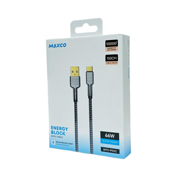 Usb Кабель-зарядка Type-C Maxco MTC-P01C 66W 1.5м черный