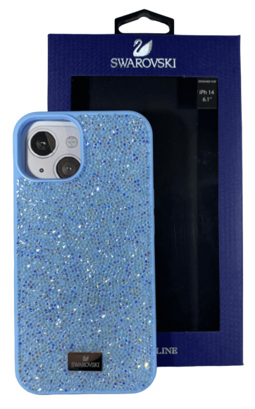 Накладка для iPhone 14 6.1" Swarovski голубой