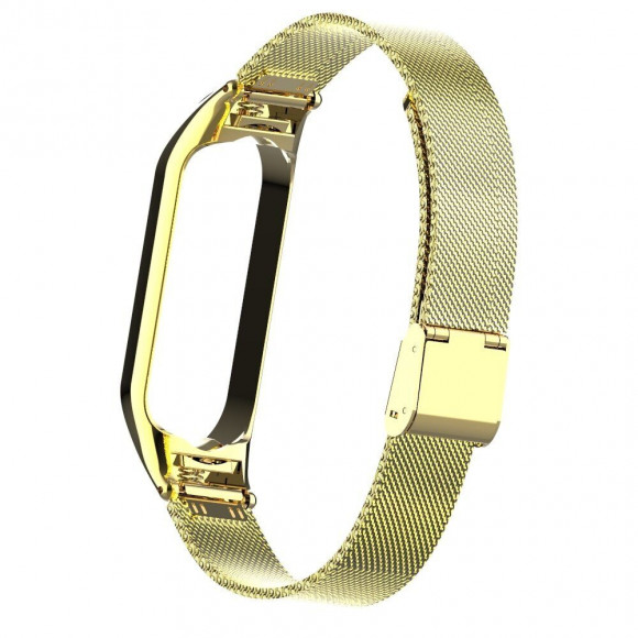 Металлический браслет для Xiaomi Mi Band 3/4 Milano плетенка лимонное золото №11
