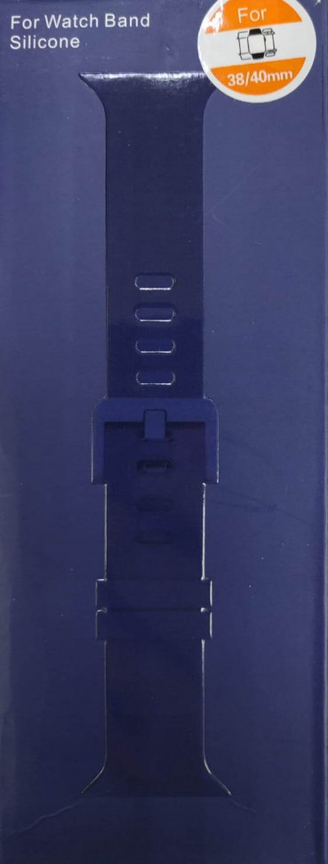 Сменный браслет силиконовый для Apple Watch 38mm с застежкой в коробке синий
