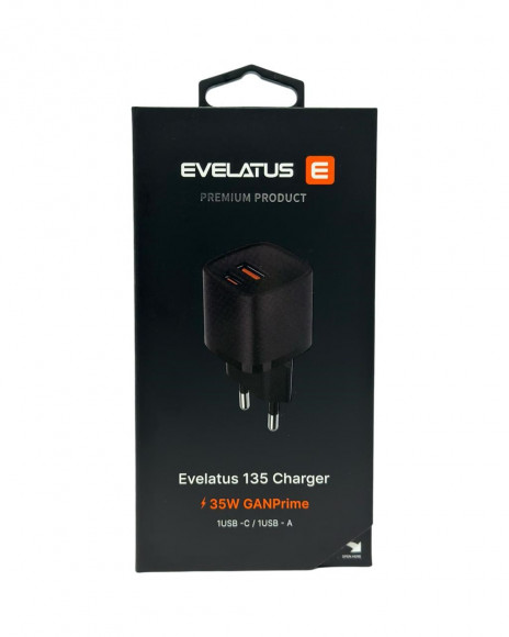 Сетевое зар. устр. Evelatus 135 1USB/1C 22.5W/35W чёрный